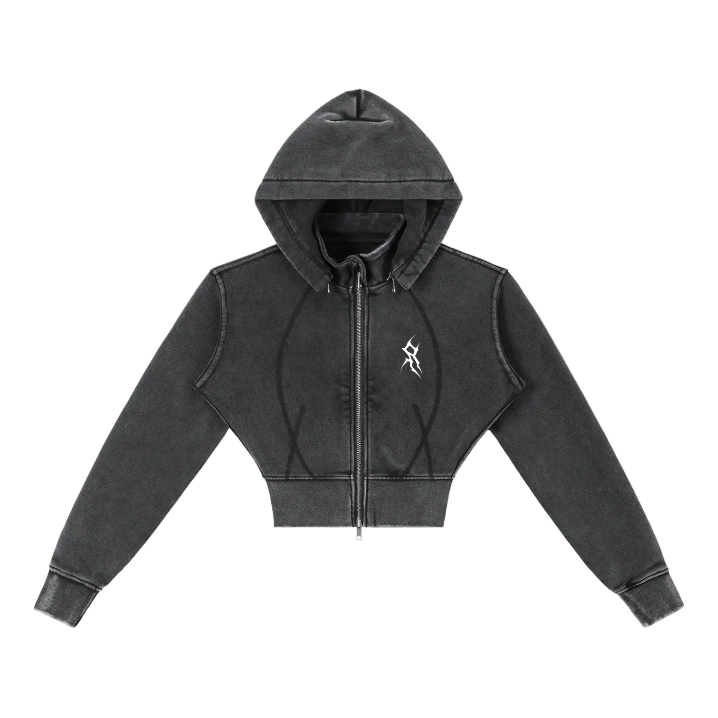 Vintage Washed Cropped Fleece Hoodie