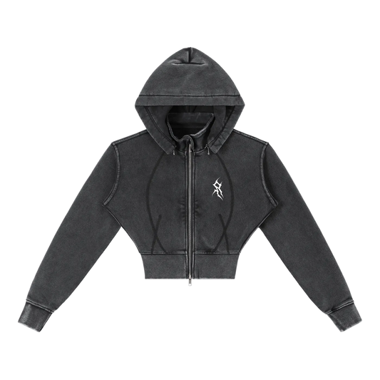 Vintage Washed Cropped Fleece Hoodie