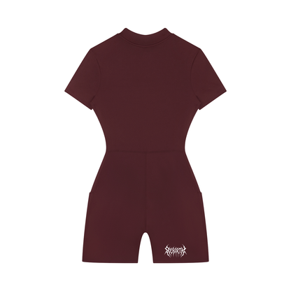 Women's Quarter-Zip Short Sleeve Romper