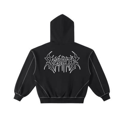 Contrast-Stitched Boxy Fleece Zip Hoodie