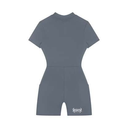 Women's Quarter-Zip Short Sleeve Romper