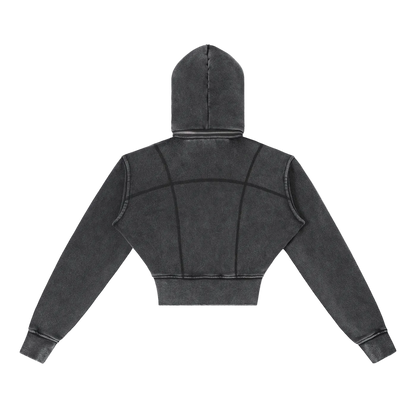 Vintage Washed Cropped Fleece Hoodie