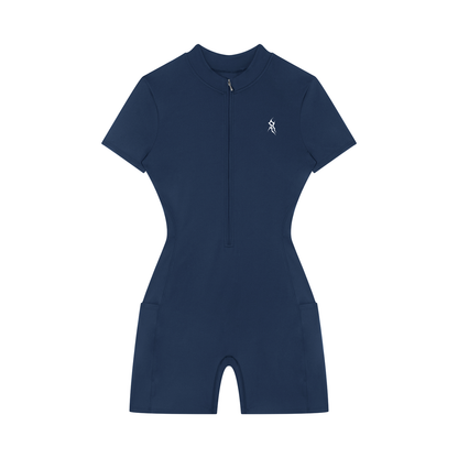 Women's Quarter-Zip Short Sleeve Romper