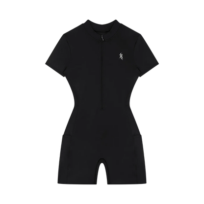 Women's Quarter-Zip Short Sleeve Romper