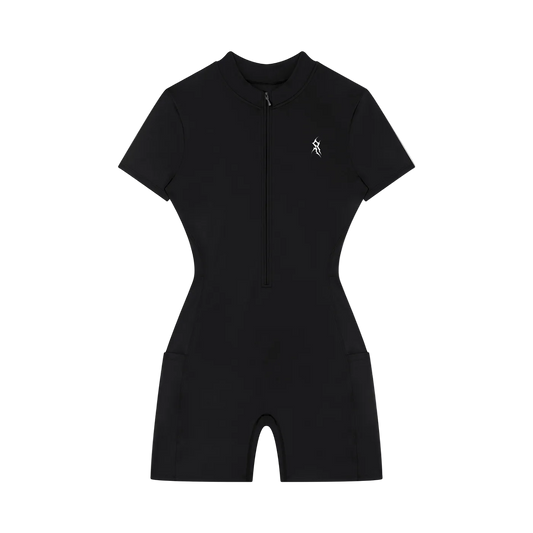 Women's Quarter-Zip Short Sleeve Romper