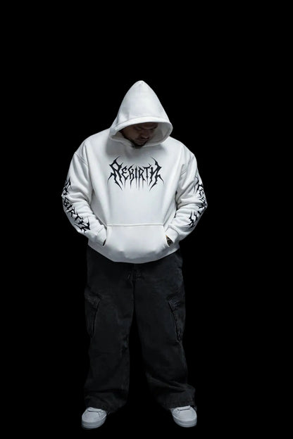 White Oversize Fleeced Hoodie