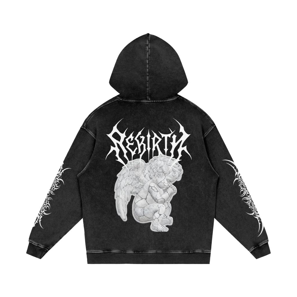 Snow Washed Loose Cotton Hoodie