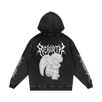 Snow Washed Loose Cotton Hoodie