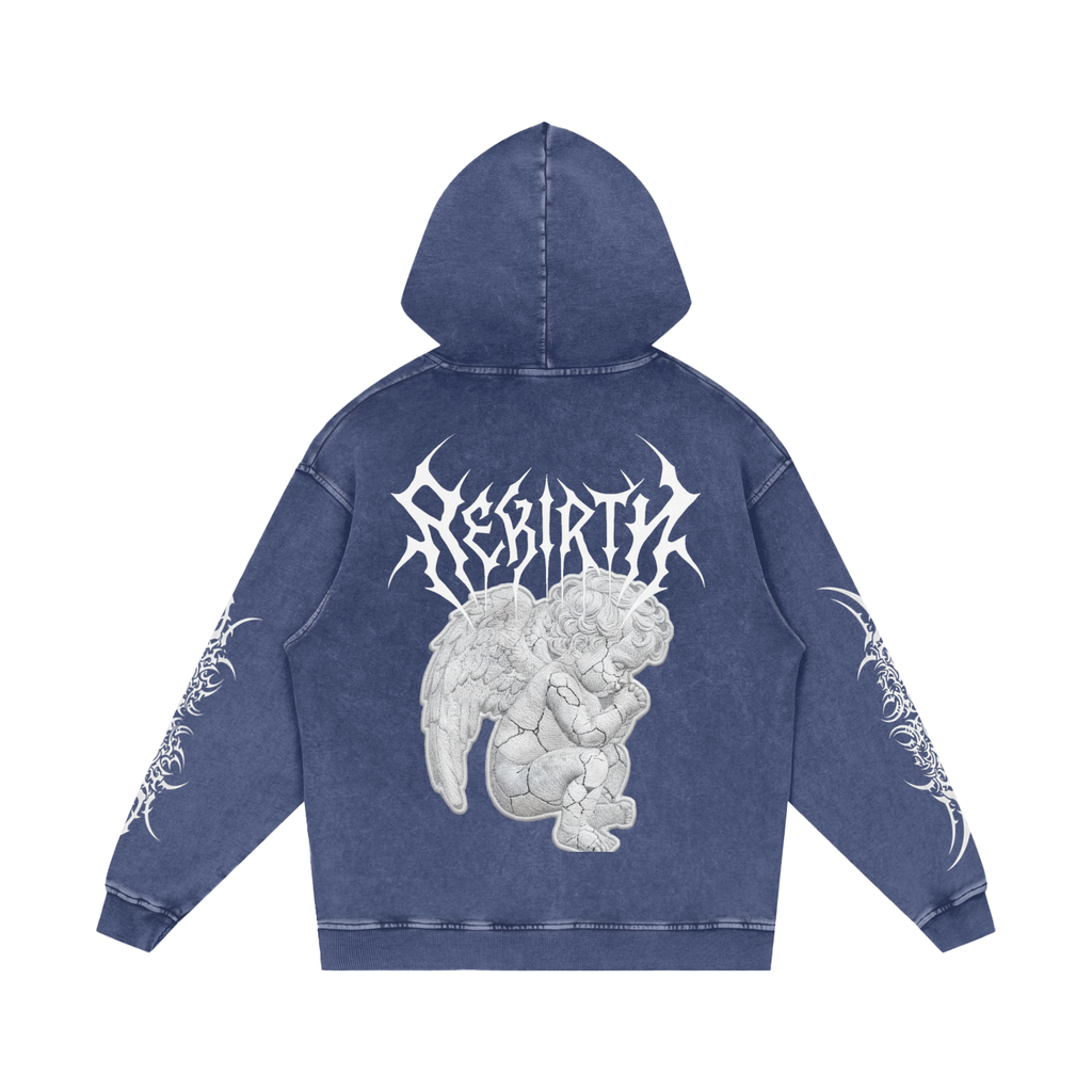 Snow Washed Loose Cotton Hoodie