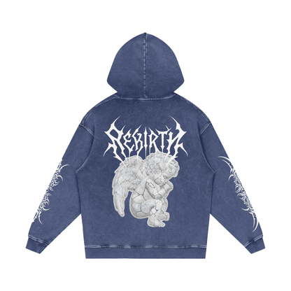 Snow Washed Loose Cotton Hoodie