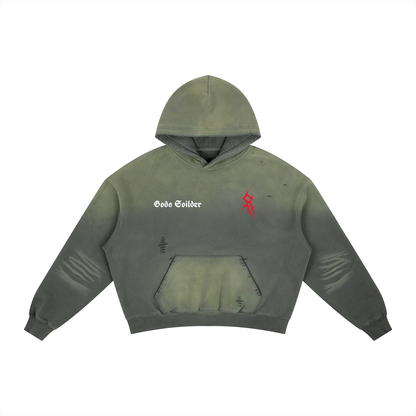 Frayed Sunfade Boxy Fleece Hoodie