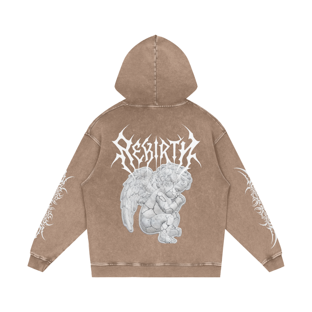 Snow Washed Loose Cotton Hoodie