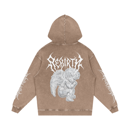 Snow Washed Loose Cotton Hoodie