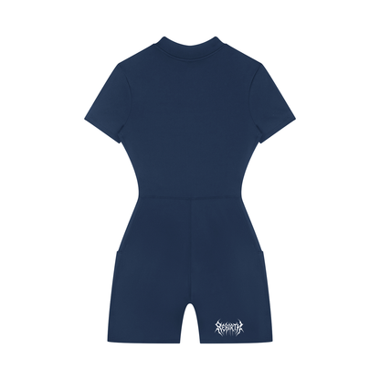 Women's Quarter-Zip Short Sleeve Romper