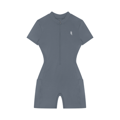 Women's Quarter-Zip Short Sleeve Romper